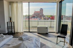 Blick vom Schlafbereich im Wohnzimmer